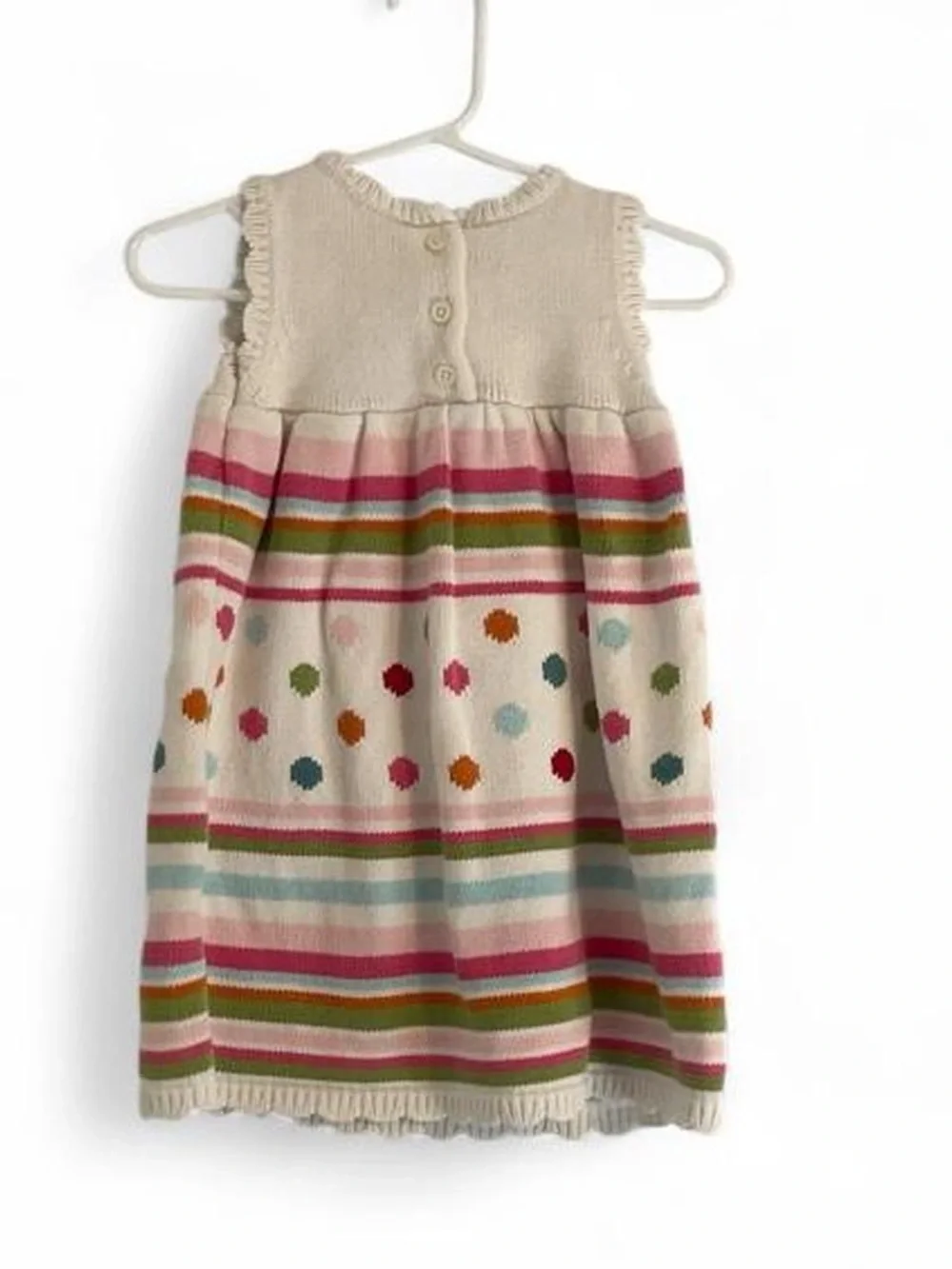 Gymboree 12-18 Months 100% Cotton White Pastel Sleeveless Sweater Dress Stripe
